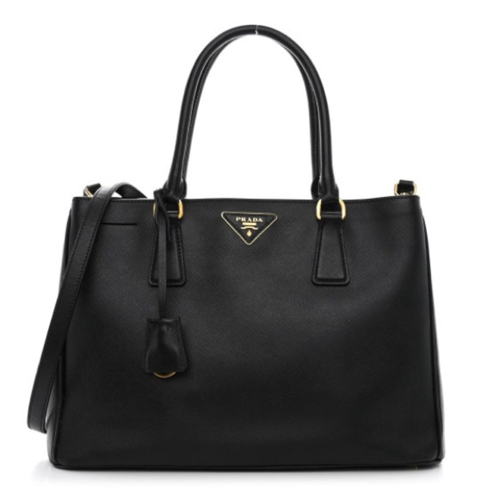Prada Saffiano Lux Medium Double Zip Tote Black